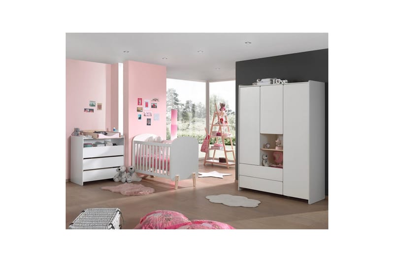 Baby Seng med Kommode Skiftetop Garderobeskab Reol Kiddy 3-døre - 3-døre - Møbler - Senge - Sengetilbehør & sengegavl - Opbevaring til senge