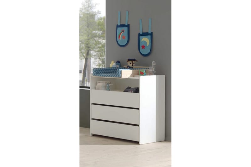 Baby Seng med Kommode Skiftetop Garderobeskab Reol Kiddy 3-døre - 3-døre - Møbler - Senge - Sengetilbehør & sengegavl - Opbevaring til senge