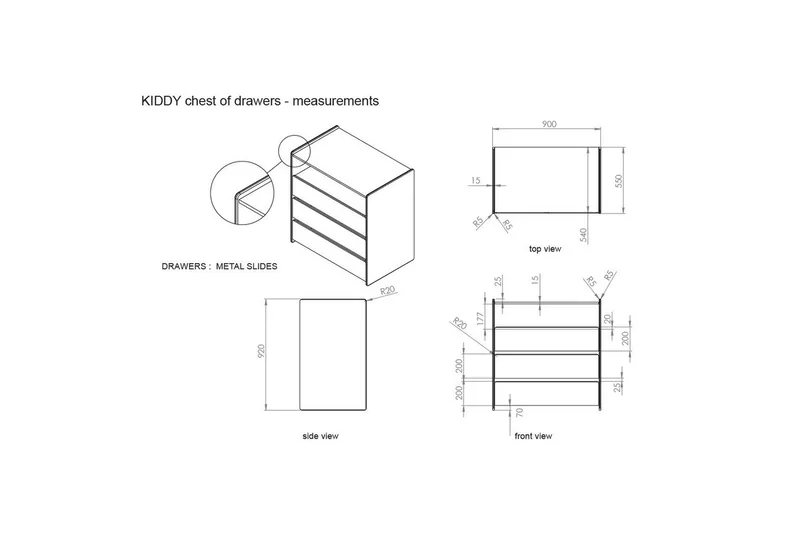 Babybed med kommode, pusletop og garderobe Kiddy 2-dørs - 2-dørs - Møbler - Senge - Sengetilbehør & sengegavl - Opbevaring til senge