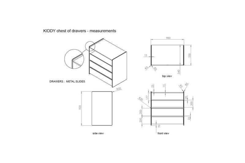 Babybed med kommode, pusletop og garderobe Kiddy 2-dørs - 2-dørs - Møbler - Senge - Sengetilbehør & sengegavl - Opbevaring til senge