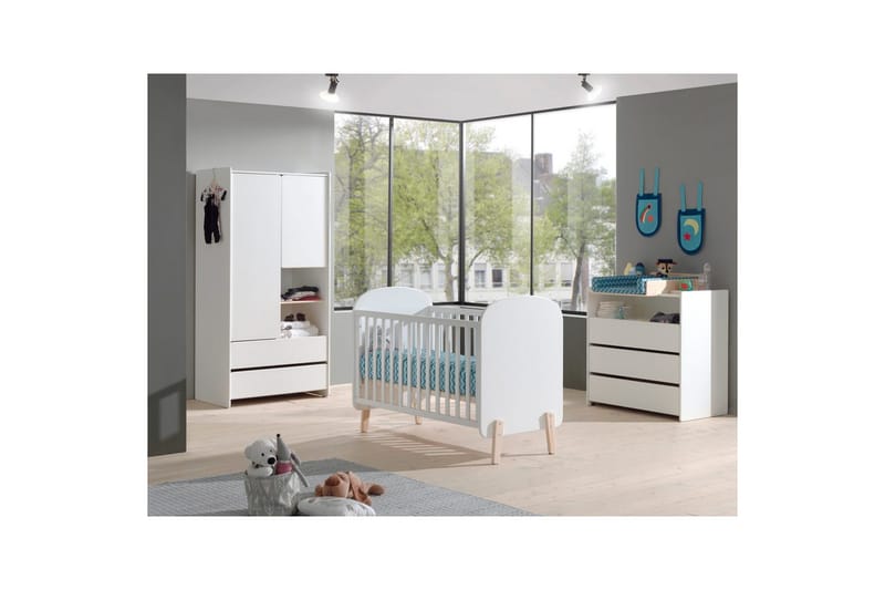 Babybed med kommode, pusletop og garderobe Kiddy 2-dørs - 2-dørs - Møbler - Senge - Sengetilbehør & sengegavl - Opbevaring til senge