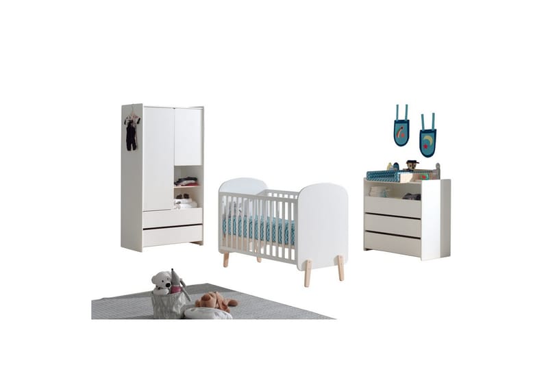 Babybed med kommode, pusletop og garderobe Kiddy 2-dørs - 2-dørs - Møbler - Senge - Sengetilbehør & sengegavl - Opbevaring til senge