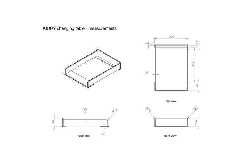 Babybed med kommode, pusletop og garderobe Kiddy 2-dørs - 2-dørs - Møbler - Senge - Sengetilbehør & sengegavl - Opbevaring til senge