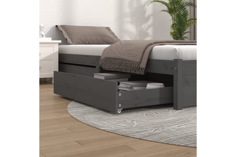 beBasic sengeskuffer 2 stk. massivt fyrretræ grå - GrÃ¥ - Sengeskuffe - Opbevaring til senge