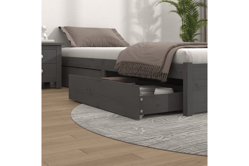 beBasic sengeskuffer 4 stk. massivt fyrretræ grå - GrÃ¥ - Sengeskuffe - Opbevaring til senge