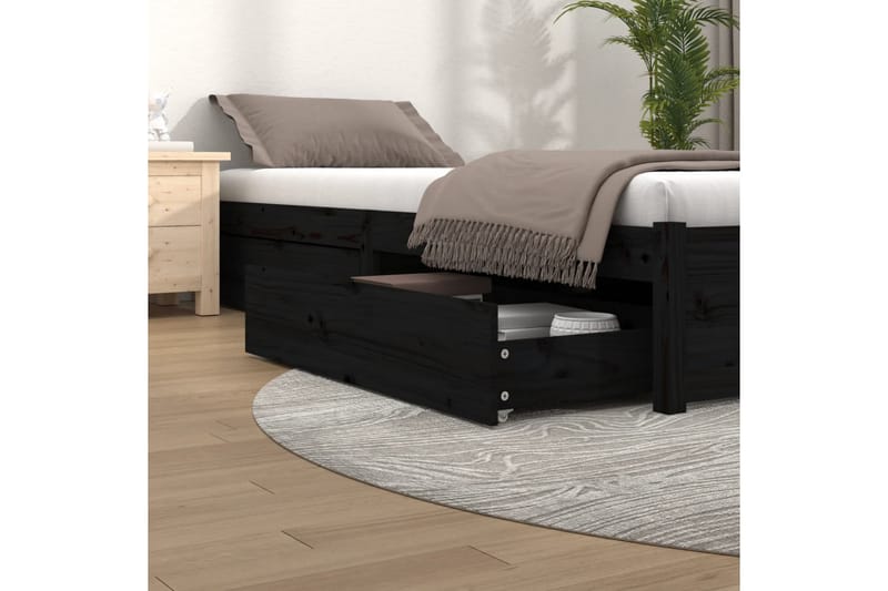 beBasic sengeskuffer 4 stk. massivt fyrretræ sort - Sort - Sengeskuffe - Opbevaring til senge