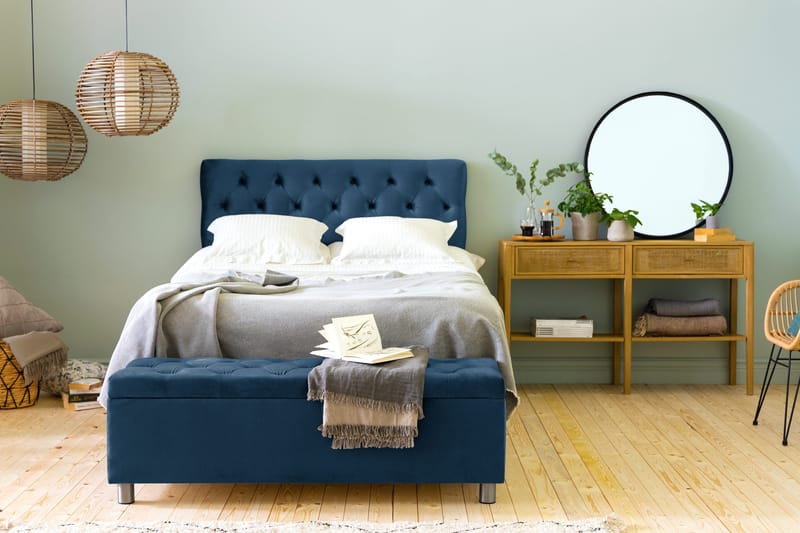 Donte sengekiste 140 cm - Blå - Møbler - Senge - Sengetilbehør & sengegavl - Opbevaring til senge