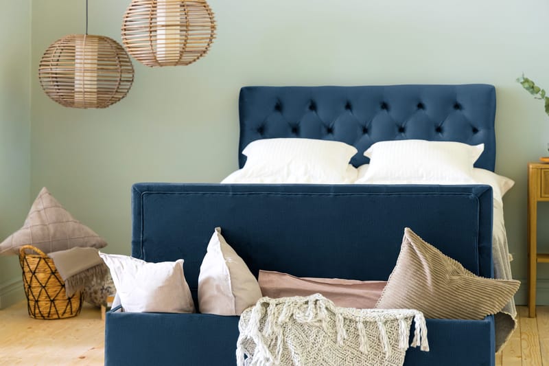 Donte sengekiste 140 cm - Blå - Møbler - Senge - Sengetilbehør & sengegavl - Opbevaring til senge