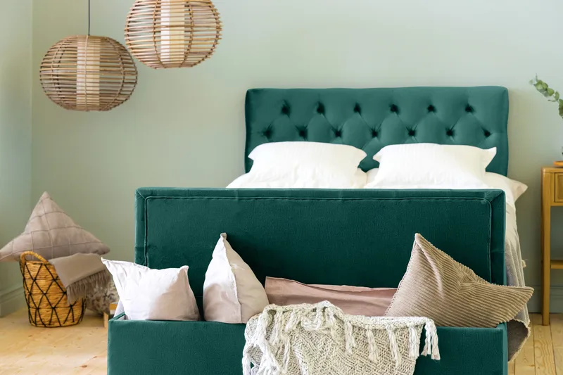 Donte sengekiste 140 cm - Grøn - Møbler - Senge - Sengetilbehør & sengegavl - Opbevaring til senge