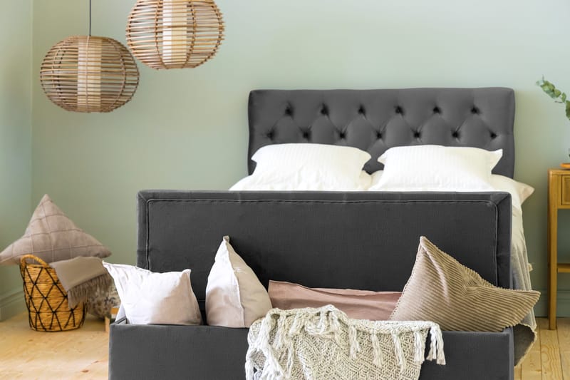 Donte sengekiste 140 cm - Mørkegrå - Møbler - Senge - Sengetilbehør & sengegavl - Opbevaring til senge