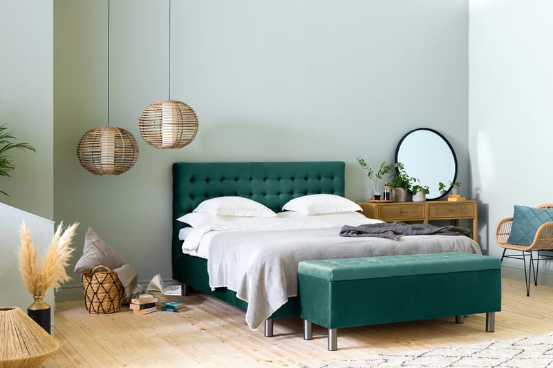 Donte sengekiste 140 cm Square - Grøn - Møbler - Senge - Sengetilbehør & sengegavl - Opbevaring til senge