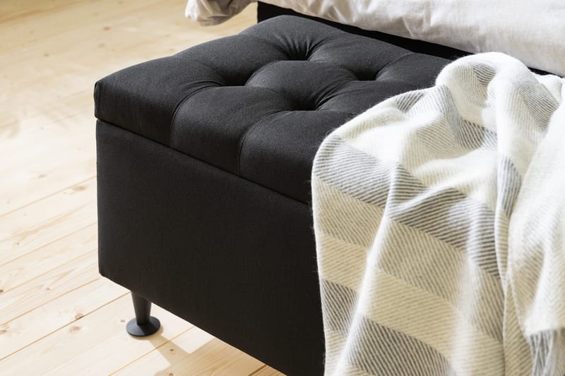 Ella Sengekiste 140 cm Dyb-syet - Sort - Møbler - Senge - Sengetilbehør & sengegavl - Opbevaring til senge