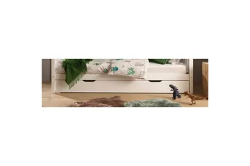 Husseng med skuffe Dallas 90x200 cm Hvid, Med hegn - Hvid, Med hegn - Møbler - Senge - Sengetilbehør & sengegavl - Opbevaring til senge