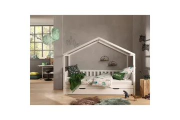 Husseng med skuffe Dallas 90x200 cm Hvid, Med hegn - Hvid, Med hegn - Møbler - Senge - Sengetilbehør & sengegavl - Opbevaring til senge