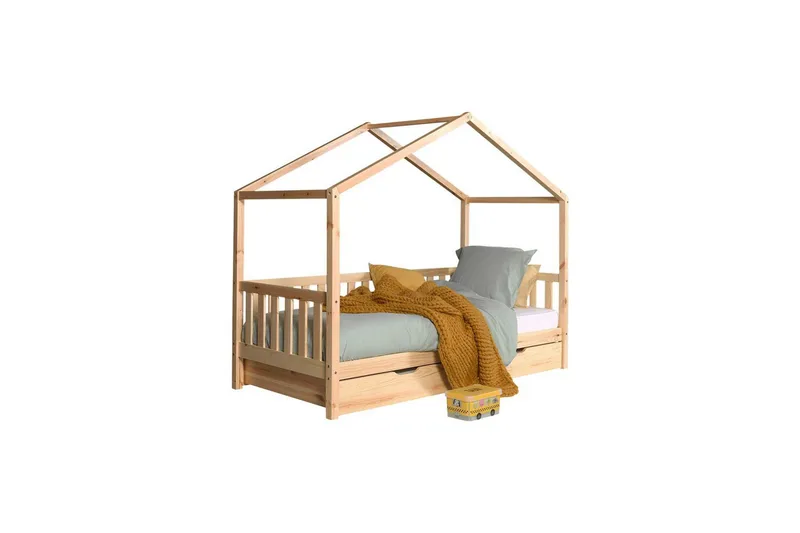 Husseng med skuffe Dallas 90x200 cm Naturlig, Med hegn, Naturlig, Med hegn