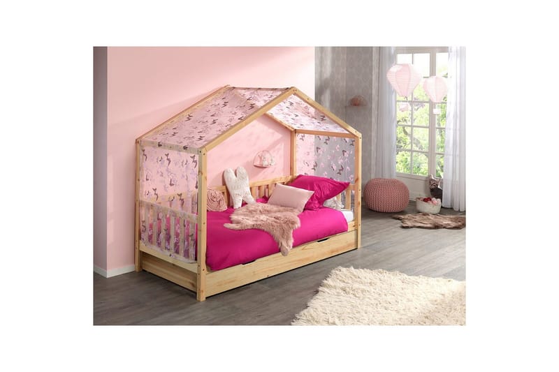 Husseng med Tekstilsæt Dallas 90x200 cm Naturlig, Uden hegn, Med skuffe - Naturlig, Uden hegn, Med skuffe - Møbler - Senge - Sengetilbehør & sengegavl - Opbevaring til senge