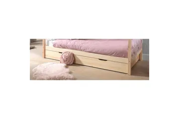 Husseng med Tekstilsæt Dallas 90x200 cm Naturlig, Uden hegn, Med skuffe - Naturlig, Uden hegn, Med skuffe - Møbler - Børnemøbler - Børneseng & juniorseng - Husseng