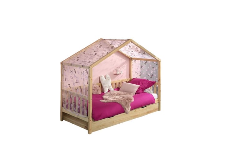 Husseng med Tekstilsæt Dallas 90x200 cm Naturlig, Uden hegn, Med skuffe - Naturlig, Uden hegn, Med skuffe - Møbler - Senge - Sengetilbehør & sengegavl - Opbevaring til senge