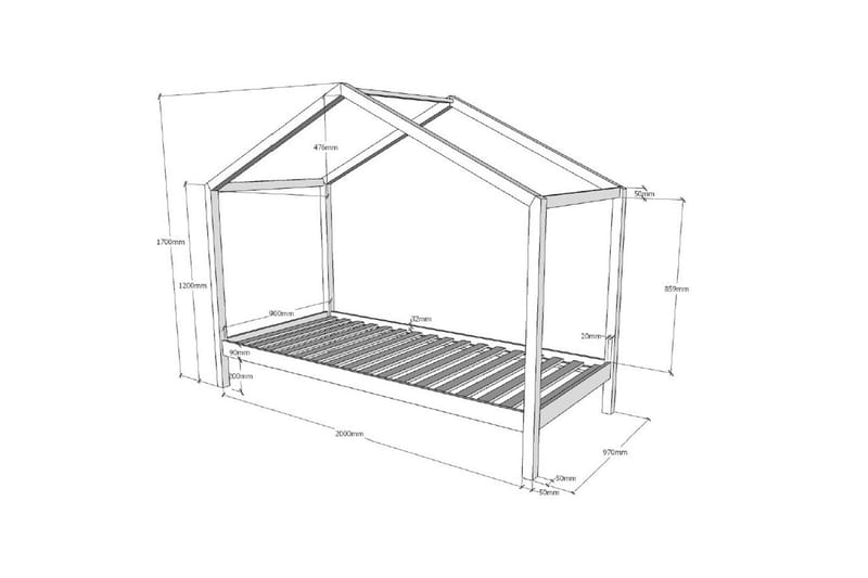Husseng uden Hegn og med Skuffe Dallas 90x200 cm Naturlig - Naturlig - Møbler - Senge - Sengetilbehør & sengegavl - Opbevaring til senge