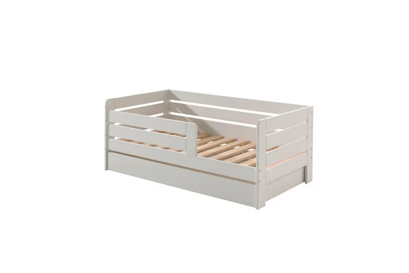 Juniorseng med rækværk og skuffe Peuterseng Hvid, Hvid