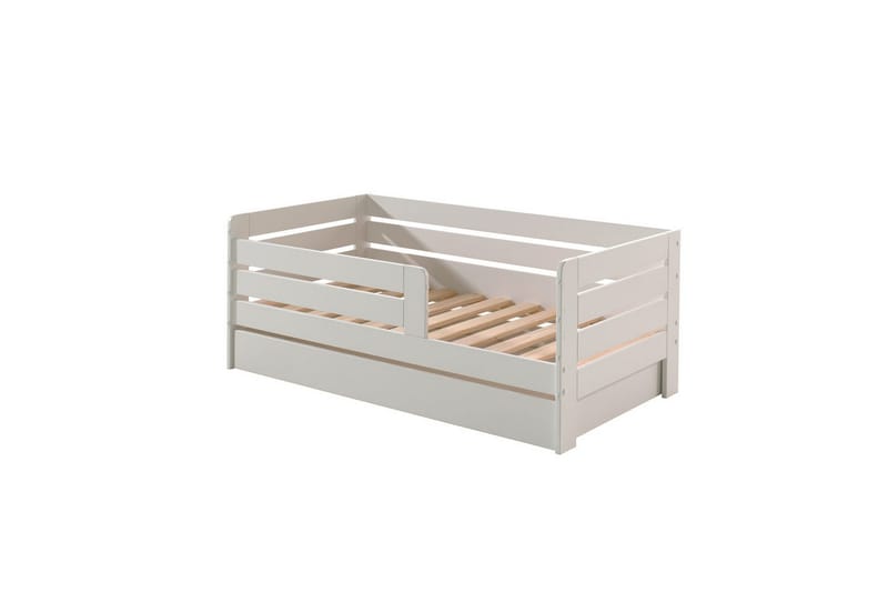 Juniorseng med rækværk og skuffe Peuterseng Hvid - Hvid - Møbler - Senge - Sengetilbehør & sengegavl - Opbevaring til senge