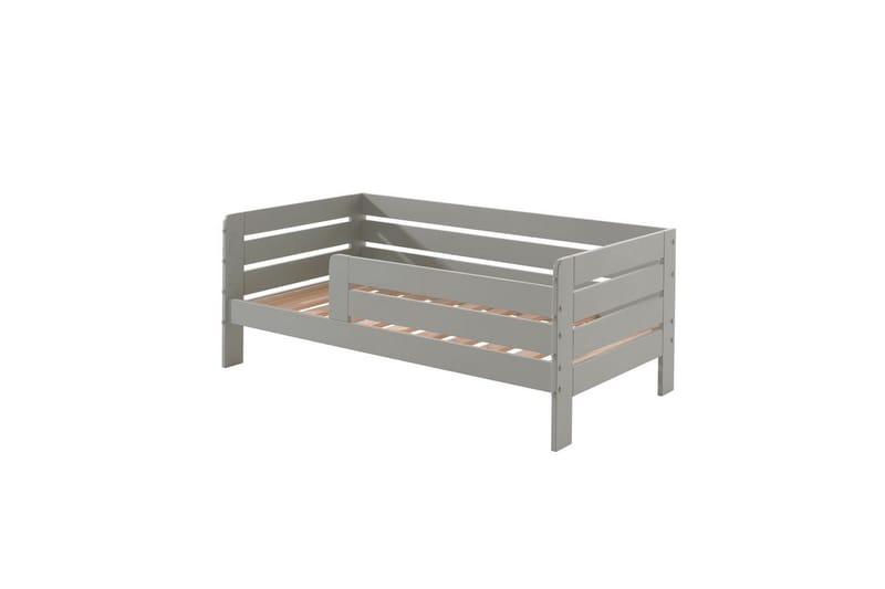 Juniorseng med rækværk og skuffe Peuterseng Grå - Grå - Møbler - Senge - Sengetilbehør & sengegavl - Opbevaring til senge