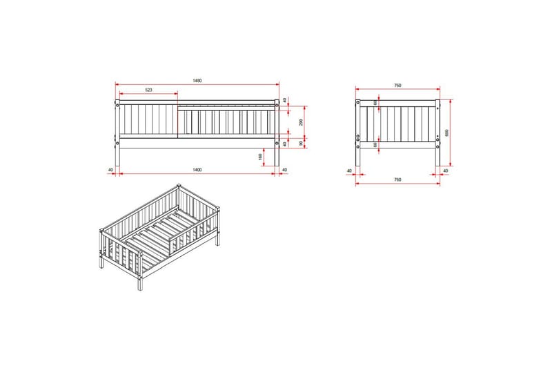 Juniorseng med skuffe Peuterseng Grå - Grå - Møbler - Senge - Sengetilbehør & sengegavl - Opbevaring til senge
