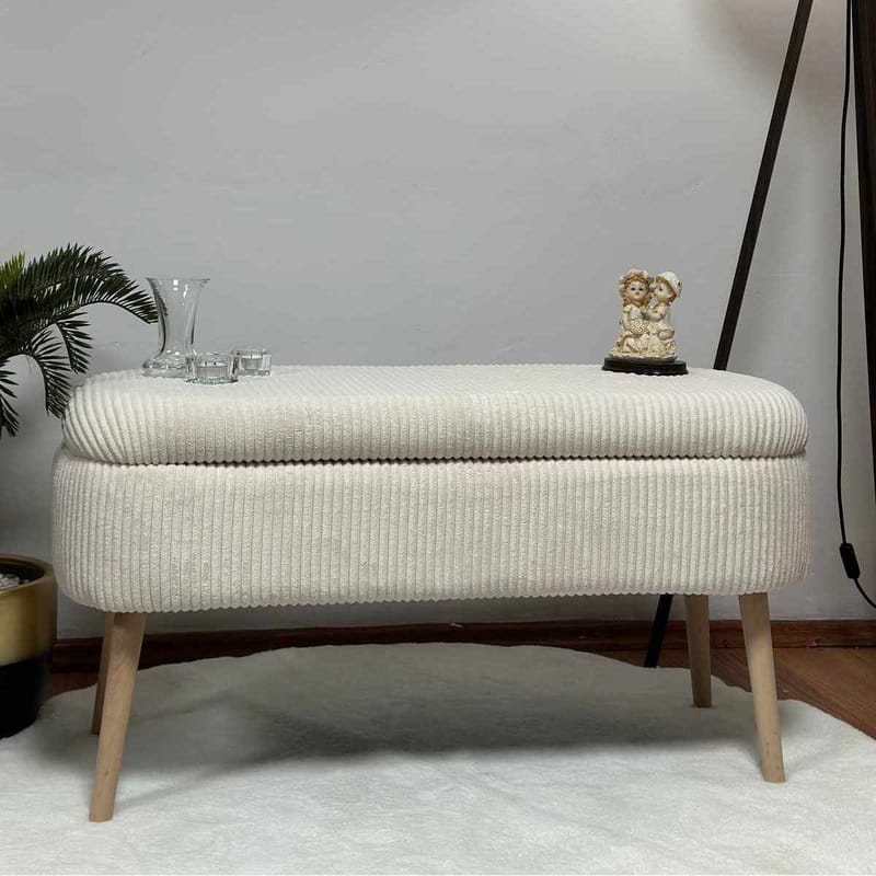 Pouffe with Storage Atelier Del Sofa Creme - Møbler - Senge - Sengetilbehør & sengegavl - Opbevaring til senge