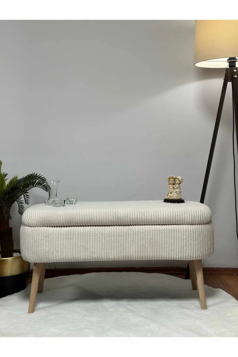 Pouffe with Storage Atelier Del Sofa Creme - Møbler - Senge - Sengetilbehør & sengegavl - Opbevaring til senge
