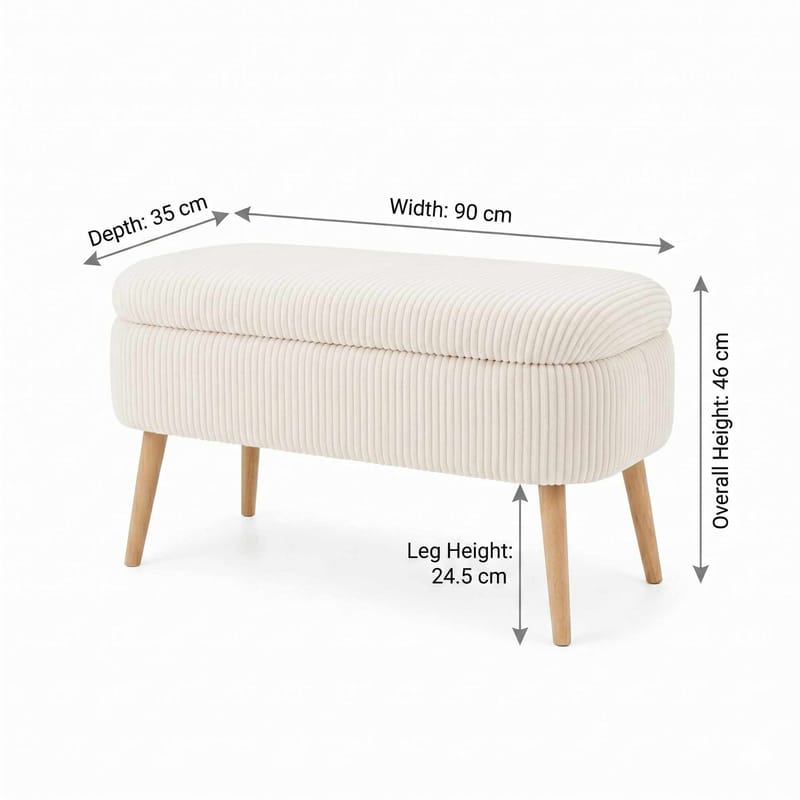 Pouffe with Storage Atelier Del Sofa Creme - Møbler - Senge - Sengetilbehør & sengegavl - Opbevaring til senge