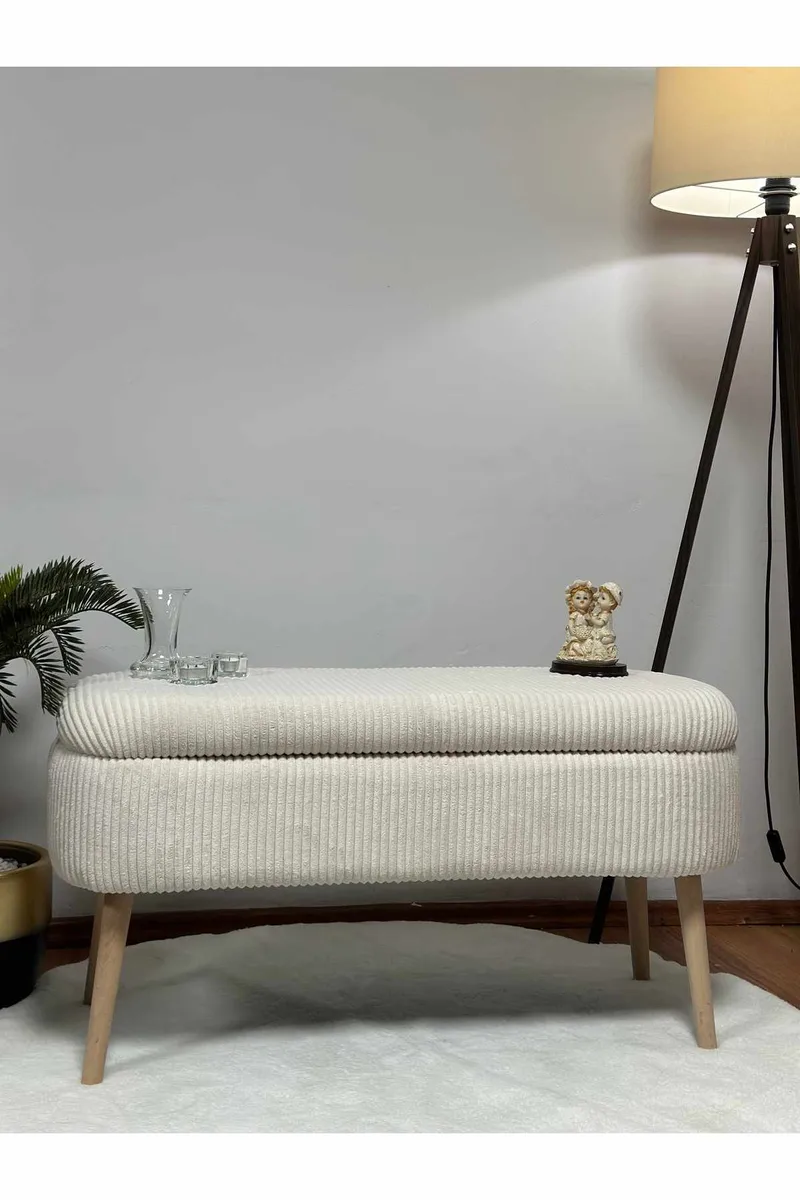 Pouffe with Storage Atelier Del Sofa Creme - Møbler - Senge - Sengetilbehør & sengegavl - Opbevaring til senge