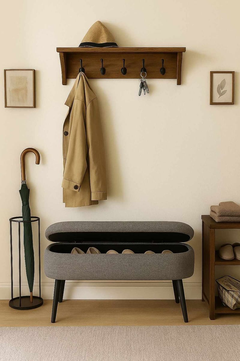 Pouffe with Storage Atelier Del Sofa Grå - Møbler - Senge - Sengetilbehør & sengegavl - Opbevaring til senge