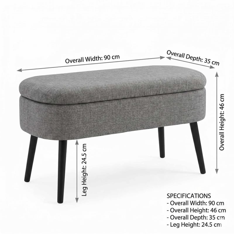 Pouffe with Storage Atelier Del Sofa Grå - Møbler - Senge - Sengetilbehør & sengegavl - Opbevaring til senge
