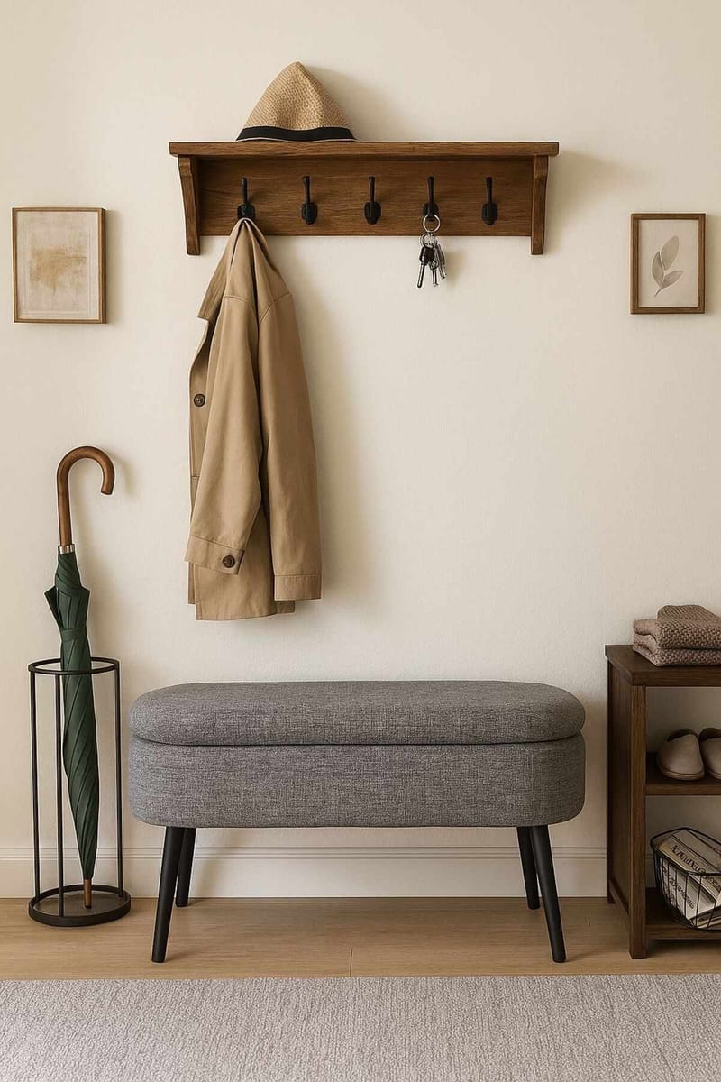 Pouffe with Storage Atelier Del Sofa Grå - Møbler - Senge - Sengetilbehør & sengegavl - Opbevaring til senge