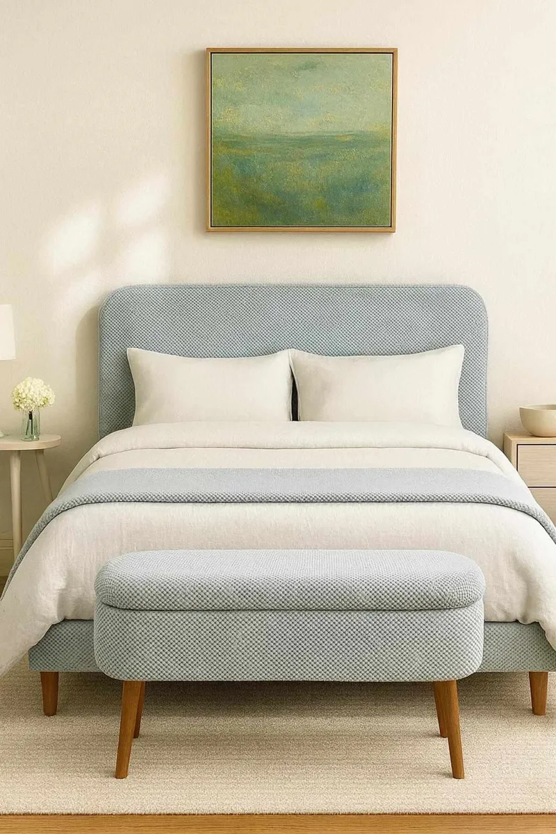 Pouffe with Storage Atelier Del Sofa Lysegrå - Lysegrå, Brun - Møbler - Senge - Sengetilbehør & sengegavl - Opbevaring til senge