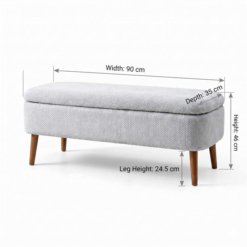 Pouffe with Storage Atelier Del Sofa Lysegrå - Lysegrå, Brun - Møbler - Senge - Sengetilbehør & sengegavl - Opbevaring til senge