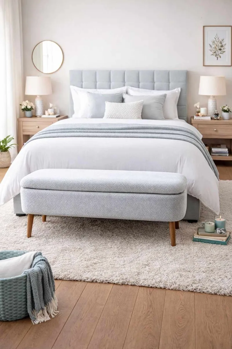 Pouffe with Storage Atelier Del Sofa Lysegrå - Lysegrå, Brun - Møbler - Senge - Sengetilbehør & sengegavl - Opbevaring til senge