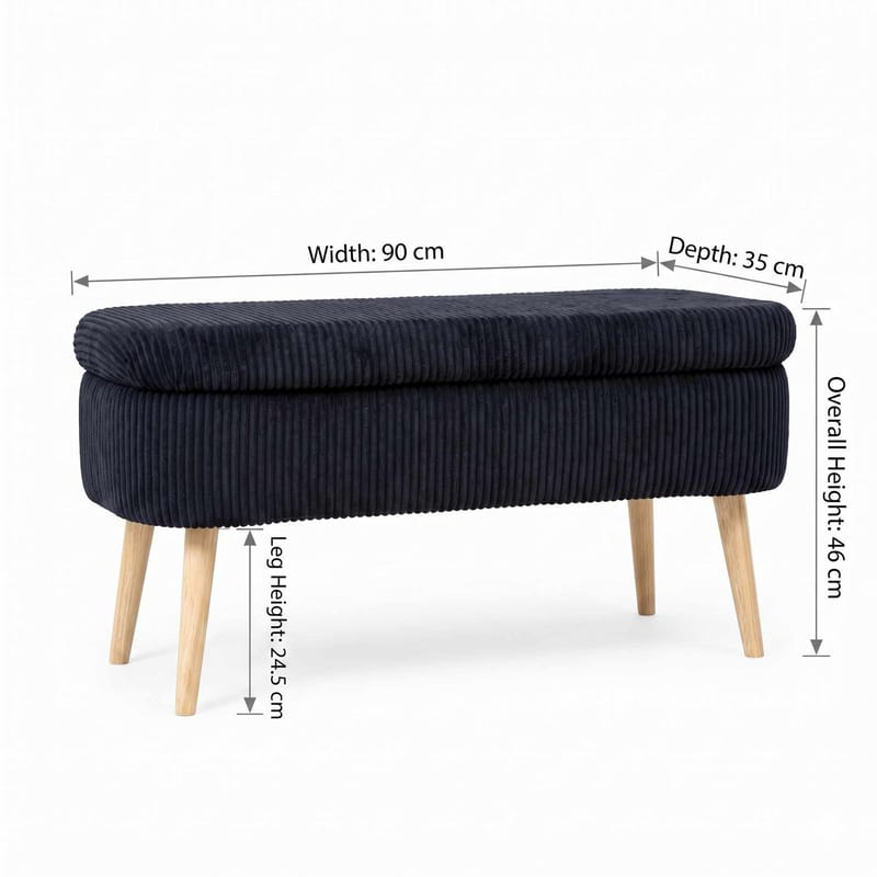 Pouffe with Storage Atelier Del Sofa Sort - Møbler - Senge - Sengetilbehør & sengegavl - Opbevaring til senge