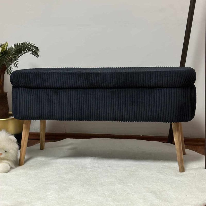 Pouffe with Storage Atelier Del Sofa Sort - Møbler - Senge - Sengetilbehør & sengegavl - Opbevaring til senge
