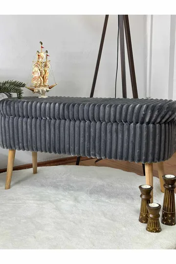Pouffe with Storage Atelier Del Sofa Toscano Anthracite - Møbler - Senge - Sengetilbehør & sengegavl - Opbevaring til senge