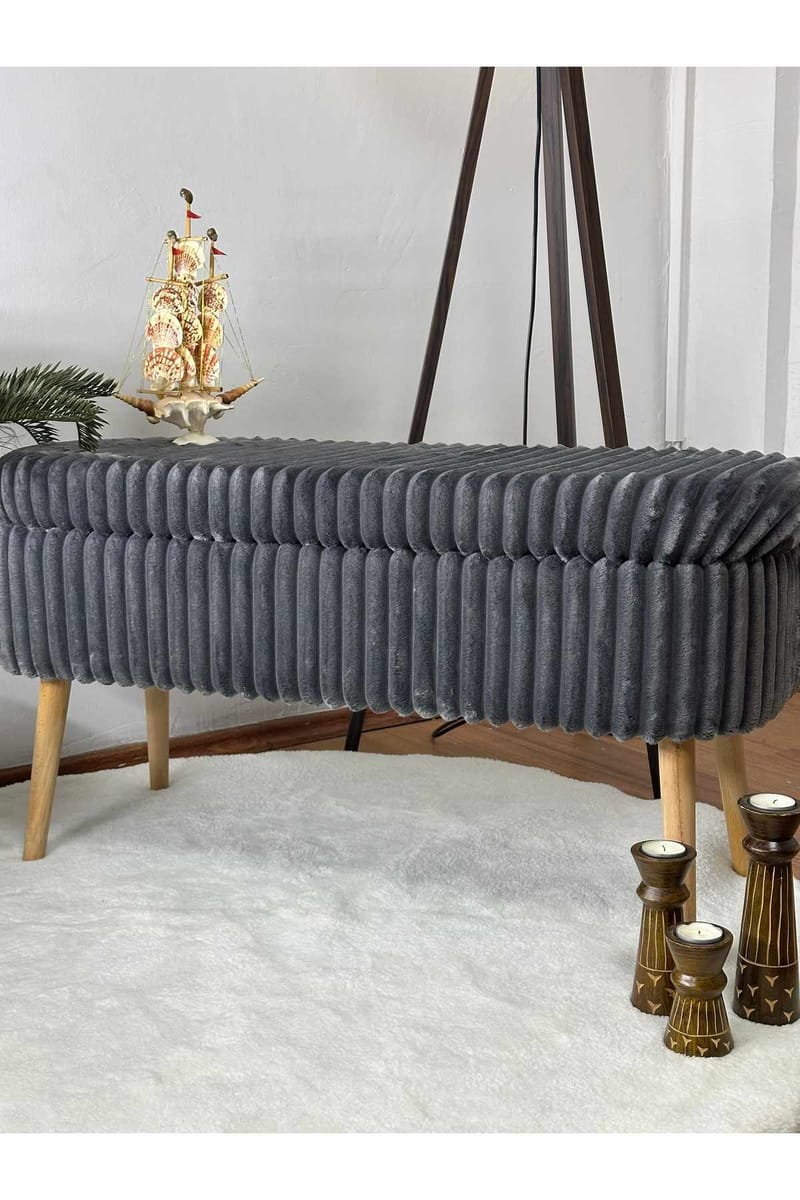 Pouffe with Storage Atelier Del Sofa Toscano Anthracite - Møbler - Senge - Sengetilbehør & sengegavl - Opbevaring til senge