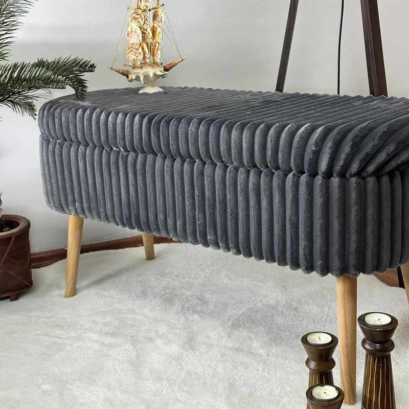 Pouffe with Storage Atelier Del Sofa Toscano Anthracite - Møbler - Senge - Sengetilbehør & sengegavl - Opbevaring til senge