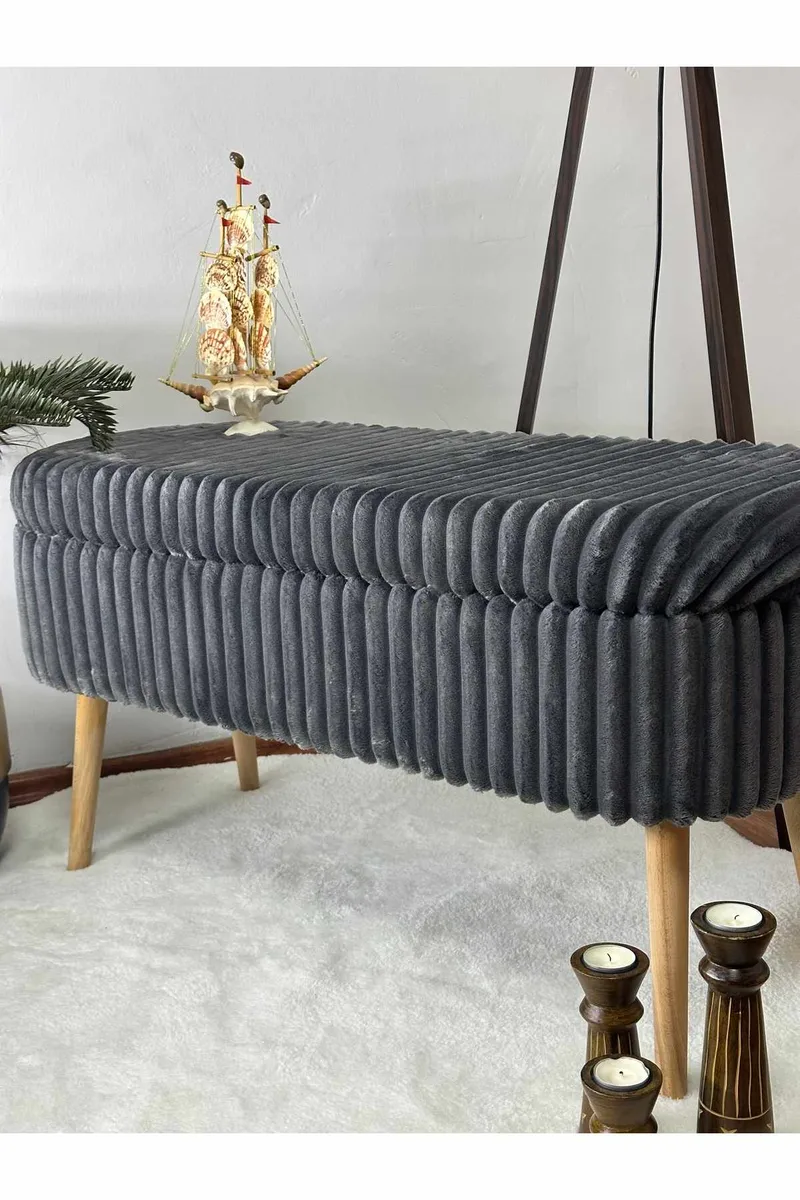 Pouffe with Storage Atelier Del Sofa Toscano Anthracite - Møbler - Senge - Sengetilbehør & sengegavl - Opbevaring til senge