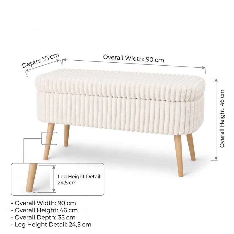 Pouffe with Storage Atelier Del Sofa Toscano Cream - Møbler - Senge - Sengetilbehør & sengegavl - Opbevaring til senge