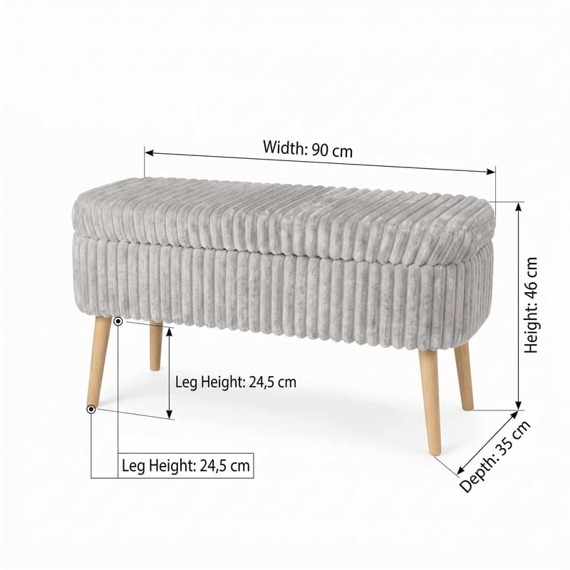 Pouffe with Storage Atelier Del Sofa Toscano Grey - Møbler - Senge - Sengetilbehør & sengegavl - Opbevaring til senge