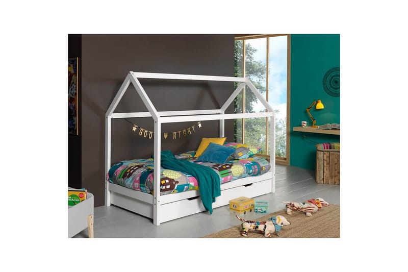 Seng med skuffe Dallas Hvid - Hvid - Møbler - Senge - Sengetilbehør & sengegavl - Opbevaring til senge