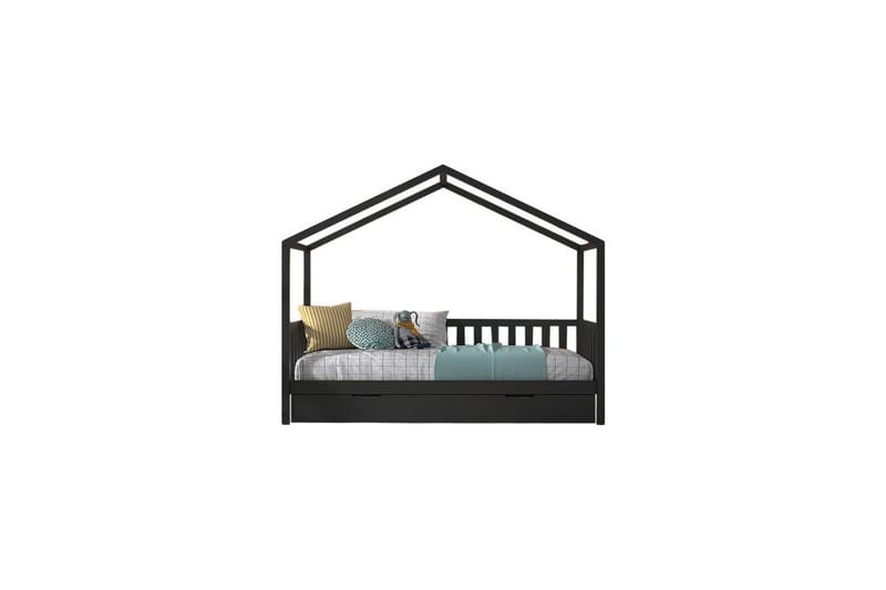 Seng med skuffe og hegn Dallas 90x200 cm Antracit - Antracit - Møbler - Senge - Sengetilbehør & sengegavl - Opbevaring til senge