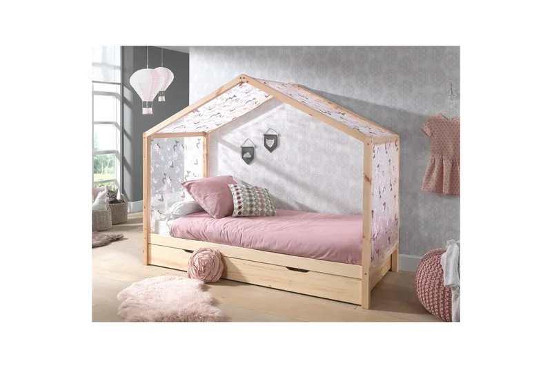 Seng uden hegn og skuffe tekstilsæt Dallas 90x200 cm Naturlig - Naturlig - Møbler - Senge - Sengetilbehør & sengegavl - Opbevaring til senge