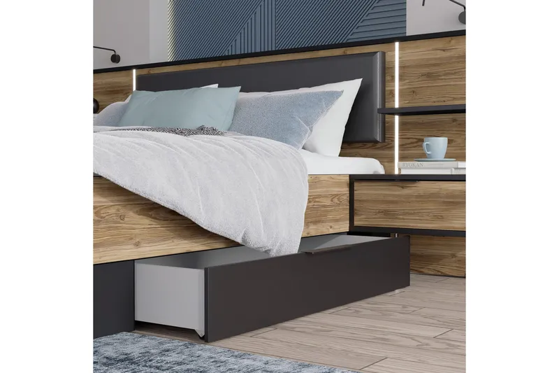 Vergina Sengeskuffer 2 stk - Sort/Grå - Møbler - Senge - Sengetilbehør & sengegavl - Opbevaring til senge