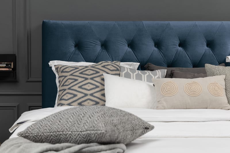 Royal Velvet sengegavl 160 cm velour - mørkeblå - Sengegavle